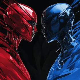 Cyborg Face-off in Contrasting Colors