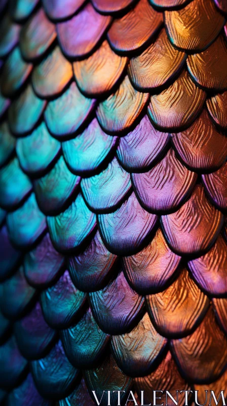 Detailed Close-up of Multicolored Mermaid Tail Scales AI Image