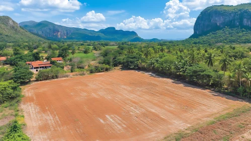 Scenic Field View with Mountains