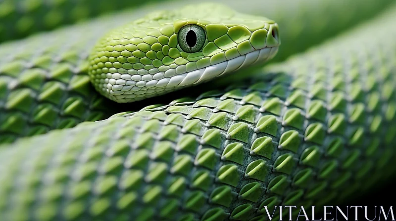 Green Snake in Monochrome - A Study in Realism AI Image