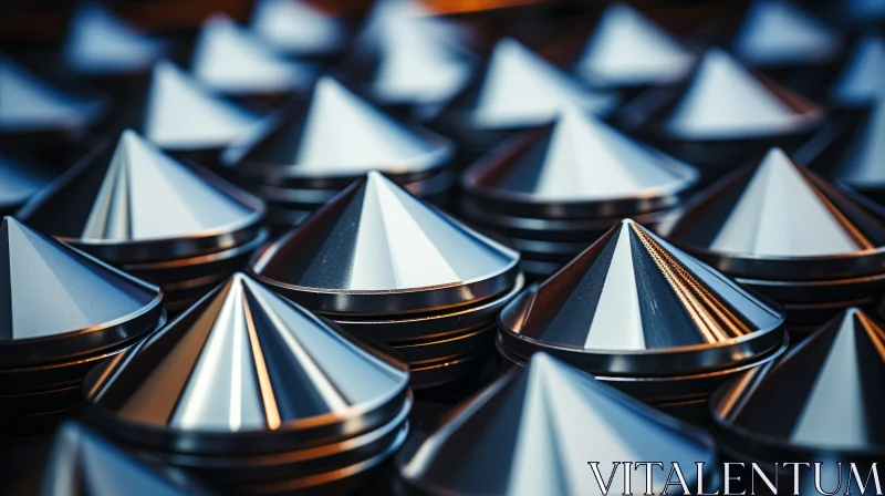 Stainless Steel Cones in Industrial Aesthetics AI Image