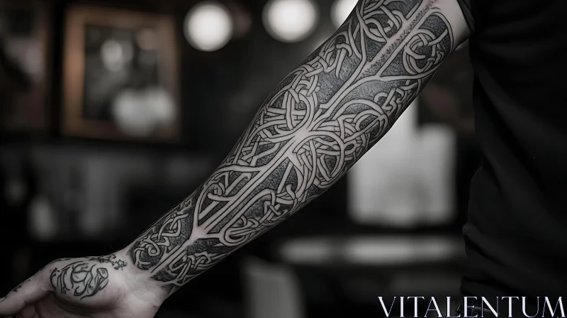 Elaborate Celtic Knot Tattoo Design on Arm AI Image