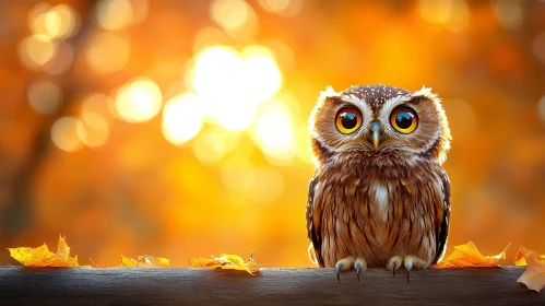 Owl in Fall Leaves