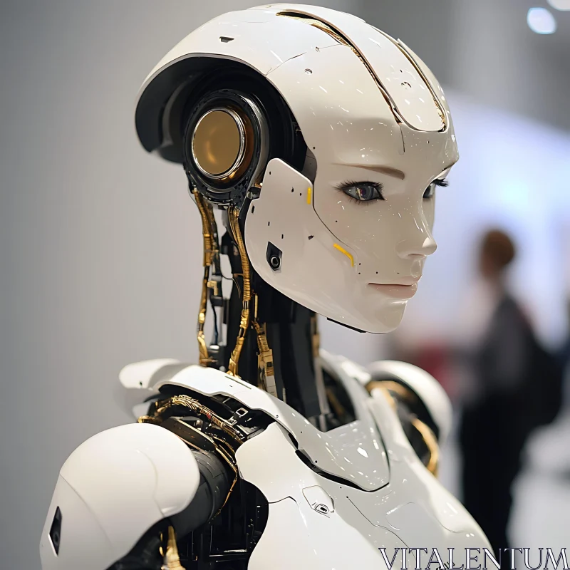 Detailed Close-Up of Futuristic Female Cyborg AI Image