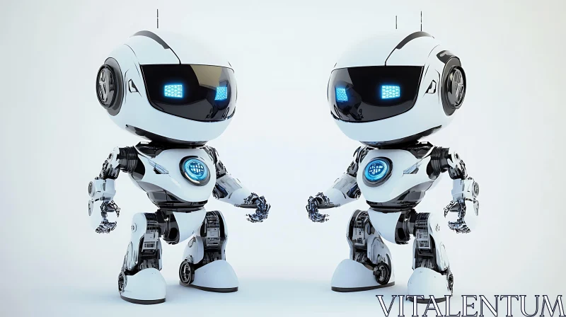 AI ART Pair of Cute White Robots