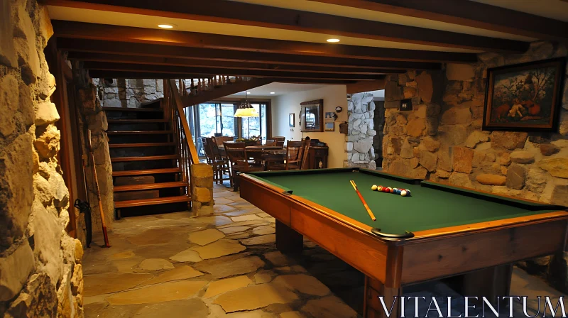 AI ART Rustic Room with Billiards Table