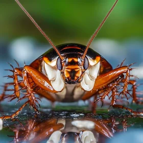 Macro Image of Cockroach Reflection