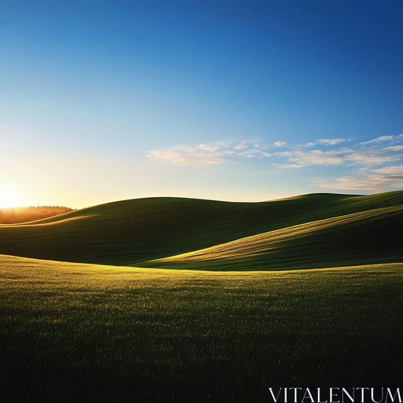 AI ART Green Field Under Blue Sky