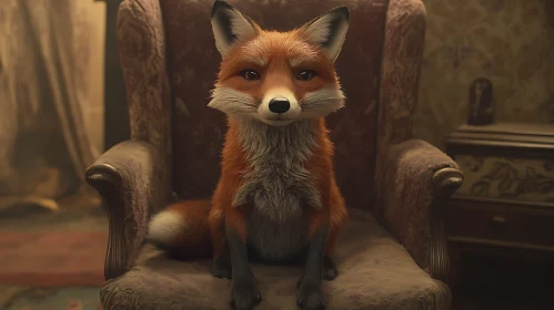 Fox Sitting on an Armchair