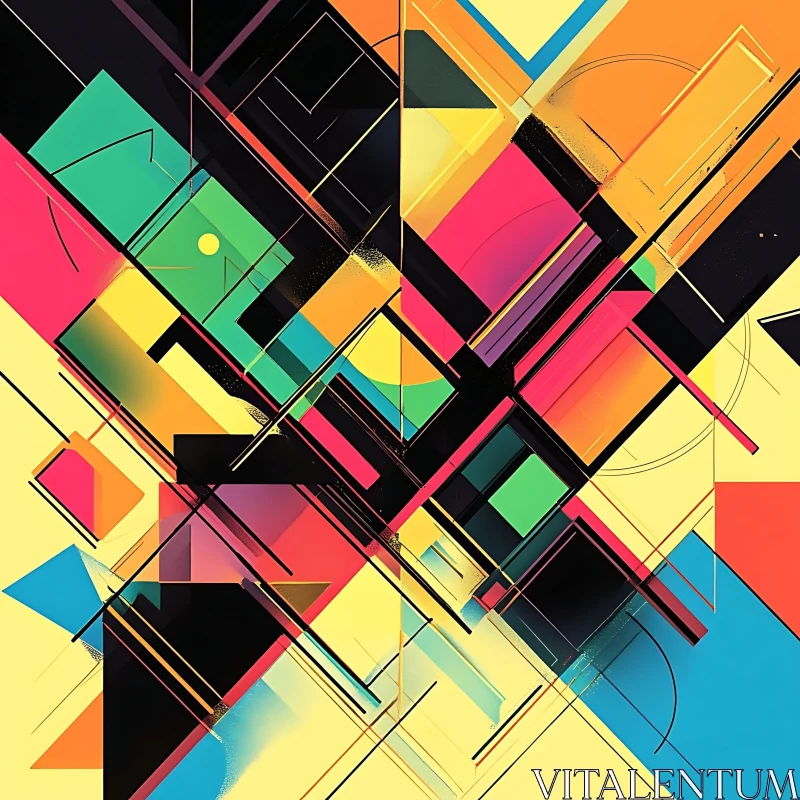 Colorful Geometric Abstract Composition AI Image