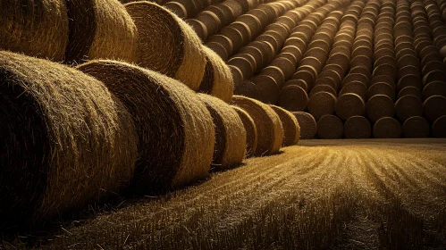 Hay Bales in a Golden Field