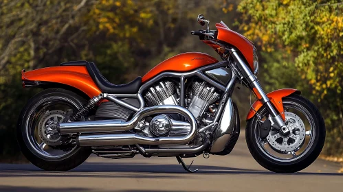 Sleek Orange Motorcycle on Asphalt