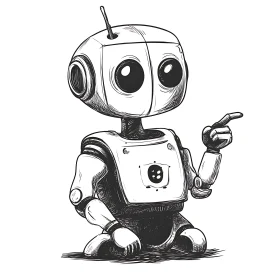 Monochrome Robot Cartoon