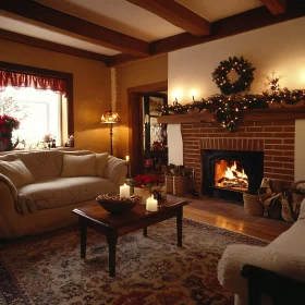 Festive Fireplace in a Cozy Room