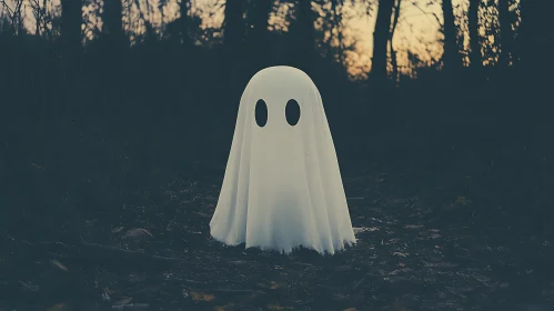 Ghostly Figure in Dark Woods