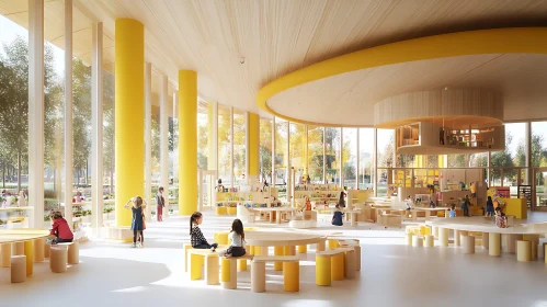 Children's Educational Interior with Yellow Accents