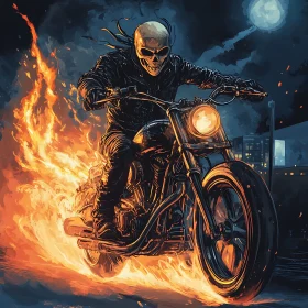 Flaming Motorcycle Rider Illustration