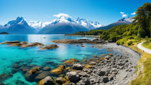 Captivating Blue River and Mountain Seascape