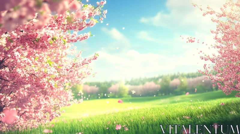 Blossoming Spring: A Floral Meadow Scene AI Image