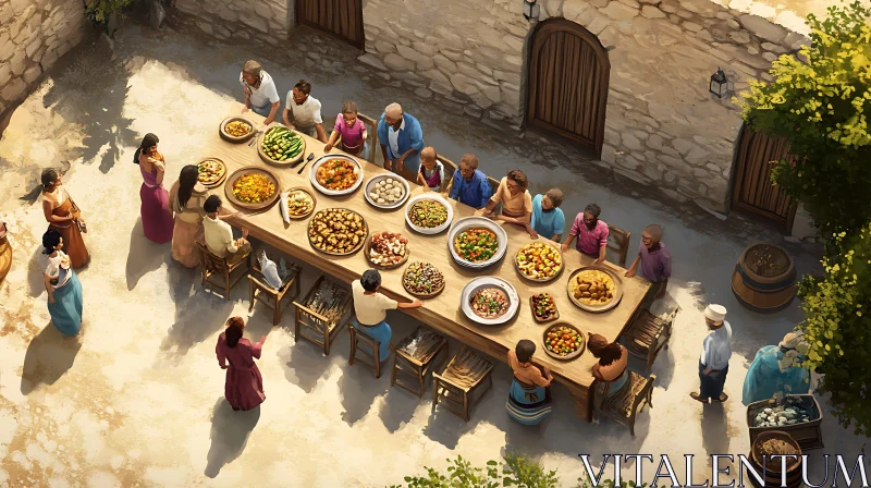 Family Meal in the Sun AI Image