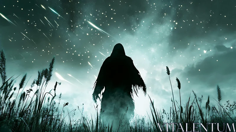 AI ART Mysterious Figure in the Starry Field