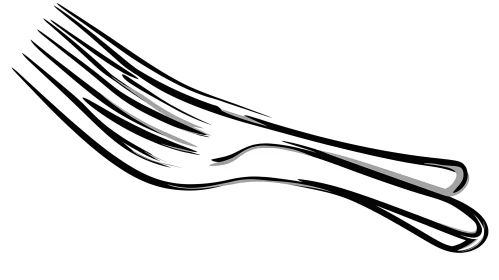 Stylized Kitchen Fork in Black and White