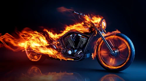 Burning Chrome: Motorcycle in Fiery Display