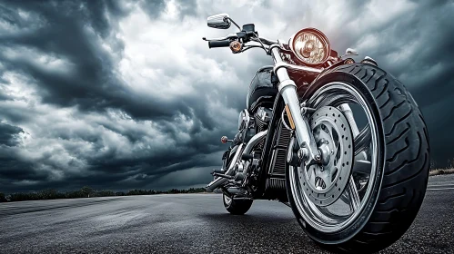 Chrome Motorcycle on Asphalt Road
