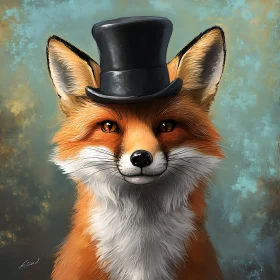 Dapper Fox with Top Hat Painting