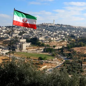 Urban Panorama with Flag