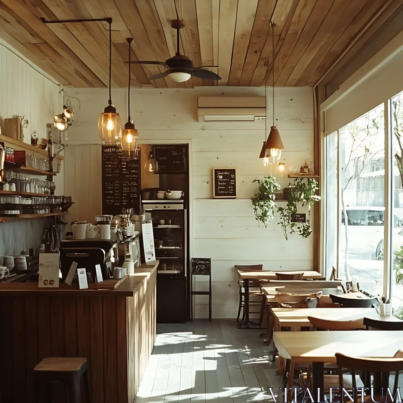 Sunlit Cafe: A Warm and Inviting Space AI Image