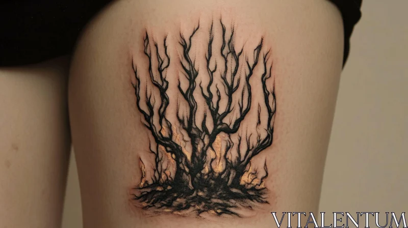 Gnarled Tree Tattoo Design AI Image