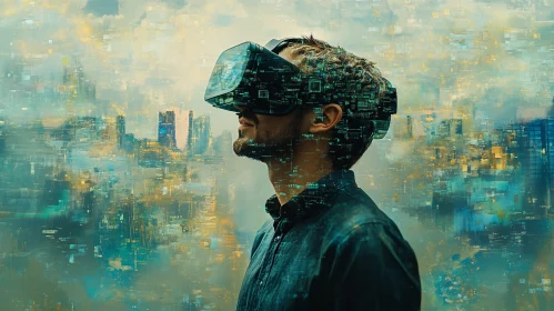 Man in VR Headset: Future Vision
