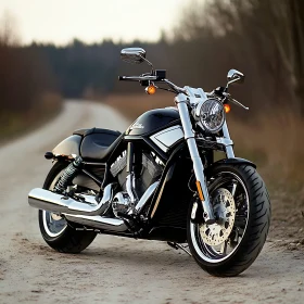 Chrome Motorcycle on Dirt Road