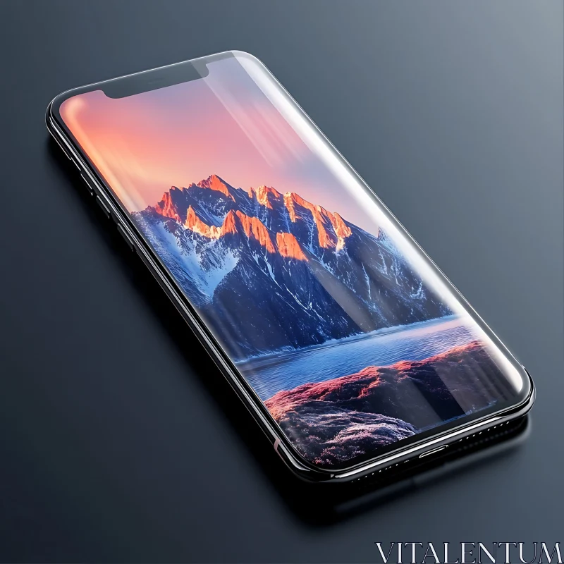 AI ART Serene Mountain Landscape on Mobile Screen