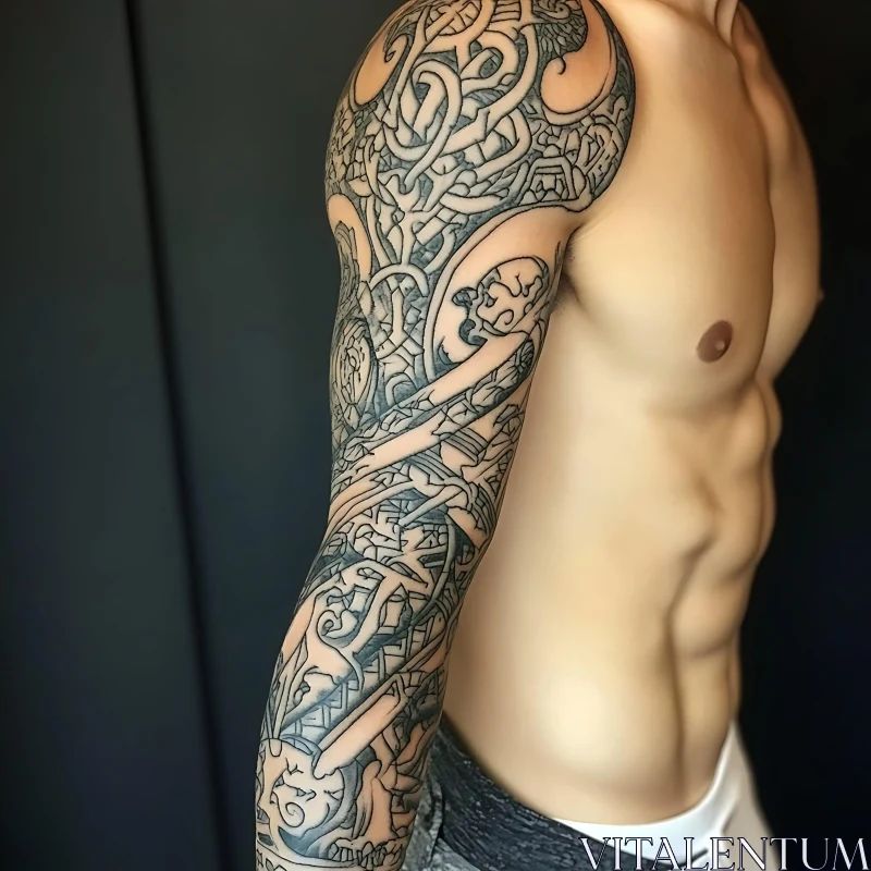 AI ART Detailed Tattoo Sleeve on Muscular Arm