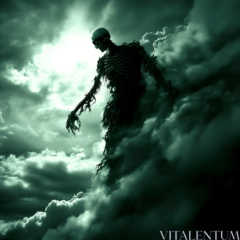 AI ART Skeletal Apparition in Ominous Sky