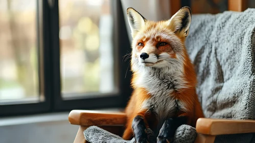 Fox on Chair, Animal Portrait