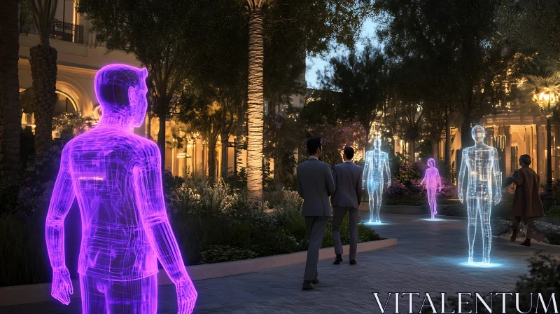 AI ART Park with Holographic Figures