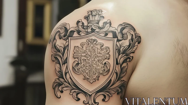 Detailed Shield Tattoo Design AI Image