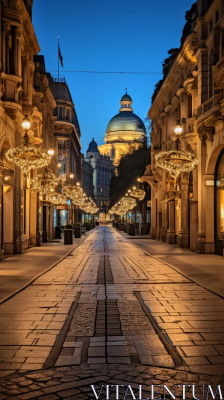 Enchanting Brick Street with Opulent Street Lamps | Artistic Photography AI Image