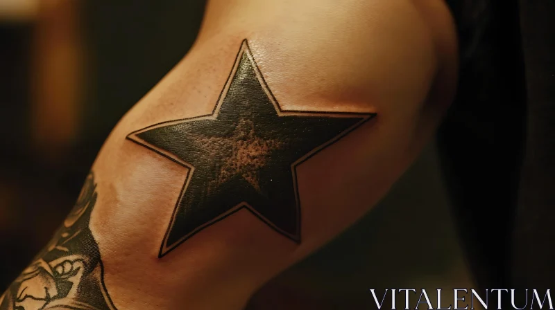 Intricate Black Star Tattoo on Inner Arm AI Image