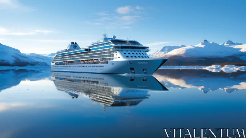Graceful Cruise Ship Sailing on Serene Blue Waters AI Image