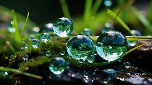 Nature-Inspired Imagery: Luminous Spheres on Moss