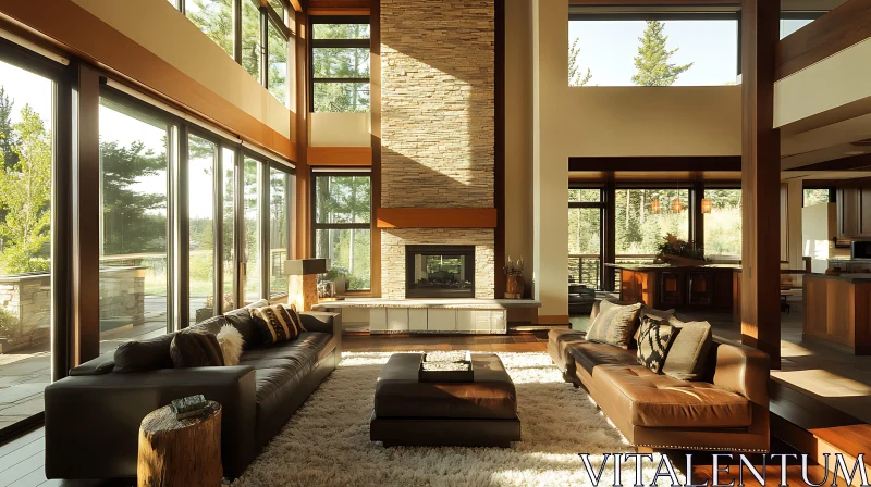 Sunlit Modern Living Space AI Image