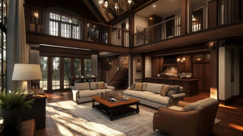 Luxury Home Interior with Wooden Details