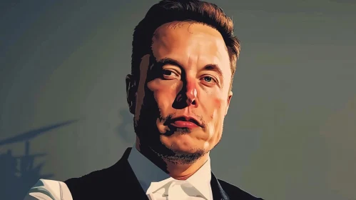 Painting of Elon Musk in Detail