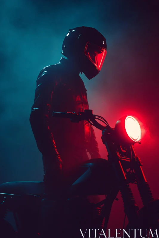 AI ART Motorcycle Rider in the Night