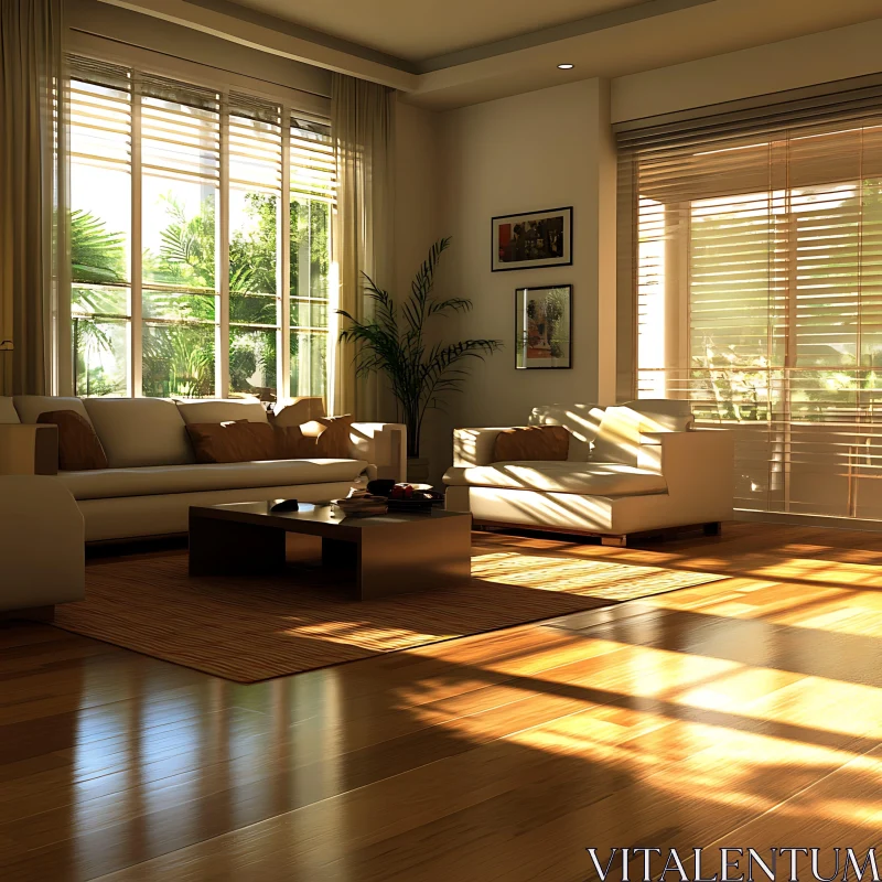 AI ART Sunlit Modern Living Room