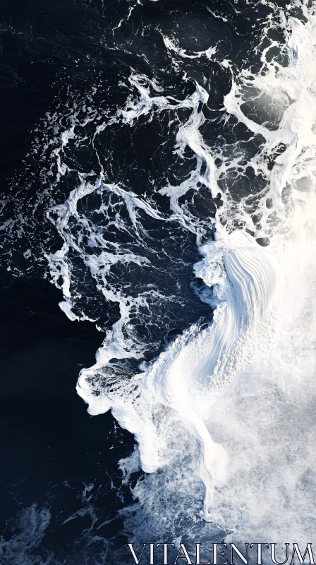 AI ART Ocean Waves and Foam Patterns from Above